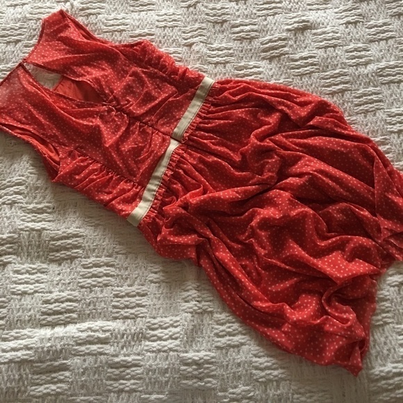 Postmark Retro Swiss Dot Sleeveless Dress Coral M - Picture 7 of 9